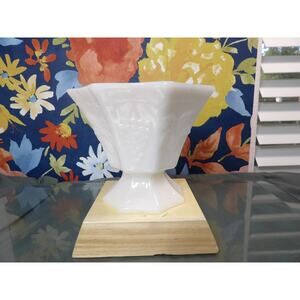 Vintage Milk Glass Footed Compote with Grape Vines